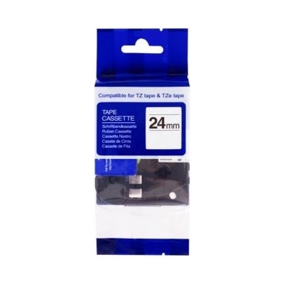 Kompatibilní páska s BROTHER TZe-555 24mm bílý tisk/modrý podklad (PLTB59)