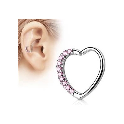 Šperky4U piercing do nosu ucha srdce, růžové kamínky N0060-P