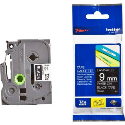Brother TZe-325 Tape White on Black, Laminated, 9mm, 8m - Eco (TZE325)