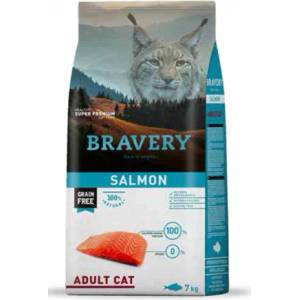 Bravery Salmon Adult Cat - Пълноценна храна за израснали котки от всички породи със сьомга 7 кг - petfood