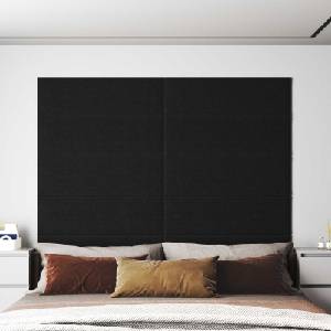 vidaXL Стенно табло за легло 12 бр. 90 x 30 cm Черно текстил (4008369)