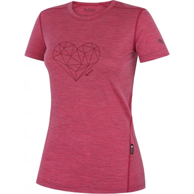 Dámske tričko Zulu Merino 160 Short Heart ružová