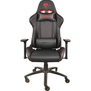 FragON Геймърски стол FragON 2X Series V2, до 150kg, PVC еко кожа, заключващ се наклон на облегалката, 2D регулируеми подлакътници, газов амортисьор клас 4, лумбална и шийна възглавница, черен (FRGN3XR2BLACK