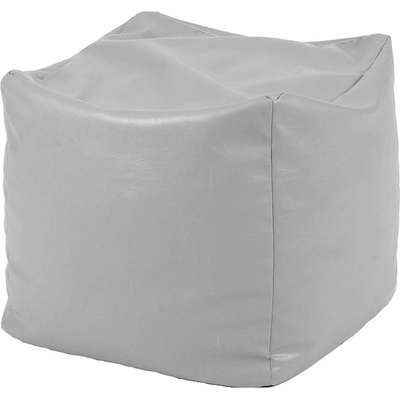 PUFRELAX Пуф, 80л. , Табуретка Куб - Teteron Grey, Подходящ за използване на открито, Перящ се калъф, Пълнеж от Полистиролни перли, 8267 (PUF-G-C-TEX-GRE)