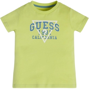 Image 1 of GUESS Тениска с къс ръкав за момче в цвят лайм с надпис Guess