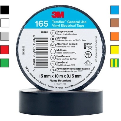 3M Temflex 165 Elektroizolační páska, 15 mm x 10 m 15 mm x 10 m zelená-žlutá/green-yellow (7100222491)