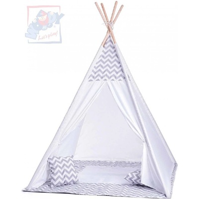 Woody indiánský 124x170x124cm set bílé TeePee + polštářek 2ks