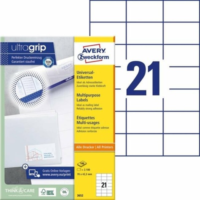 avery zweckform Etikety univerzálne 70x42,3mm Avery A4 100 hárkov