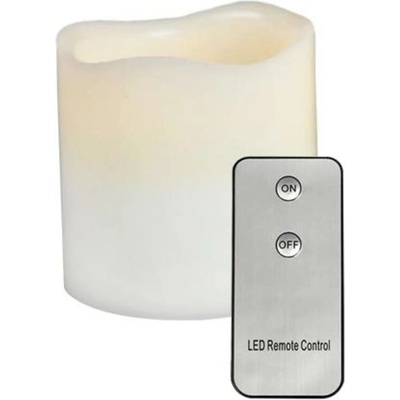 ACA Lighting bílá svíčka 1 LED na baterie 2xAA + dálkové ovládání teplá bílá IP20 pr.7.5x10cm F0711514