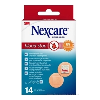3M Nexcare Blood-Stop kruhové náplasti na zastavenie krvácania 22,5 mm 14 ks
