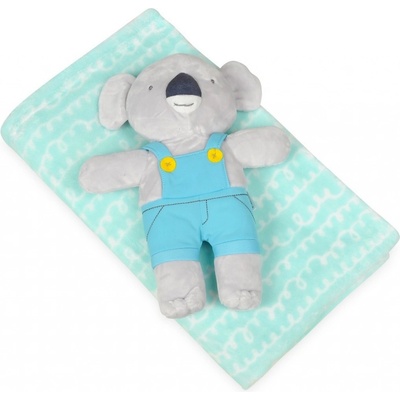 BabyMatex Detská deka David tyrkysová s plyšákom koala
