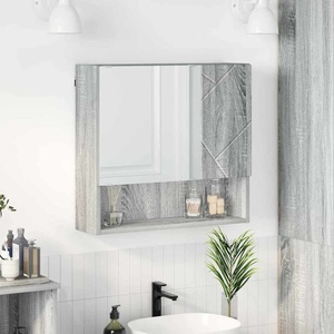 vidaXL Шкаф с огледало Сив Сонома 59 x 17 x 55 см Инженерна дървесина (883370)