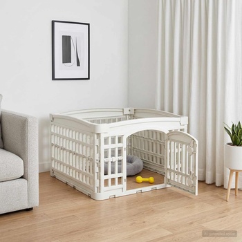 vidaXL Игрална оградка за кучета с 4 панели 60 x 60 x 38 cm Пластмаса (42027213)