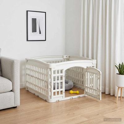 vidaXL Игрална оградка за кучета с 4 панели 60 x 60 x 38 cm Пластмаса (42027213)