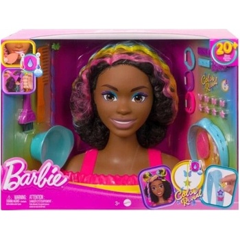 Mattel HMD79 Barbie Neónovo dúhová česacia hlava Černoška