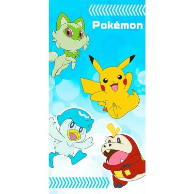 Carbotex Bavlnená plážová osuška Pokémon motív Chyť ich všetkých! 70 x 140 cm