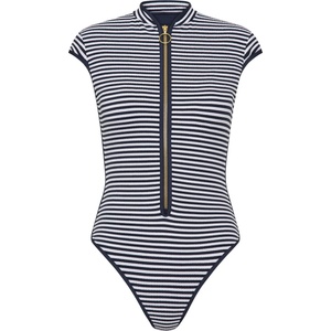 Seafolly Дамски бански костюм Seafolly Clubhouse Cap Sleeve Zip Front One Piece Swimsuit - True Navy - размер 34 (EU) (150-6622-0212)