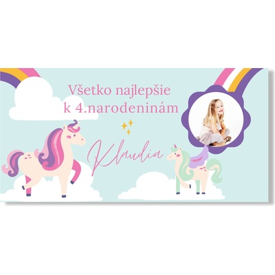 Personal Narodeninový banner s fotkou - Unicorn Rozmer banner: 130 x 65 cm