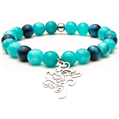 BudNej minerální náramek STROM ŽIVOTA z amazonitu a tygřího oka MN1138