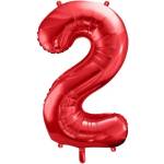 Party Deco Фолиев Балон Цифра в Червено - 86 см - 2 (fb1m-2-007)