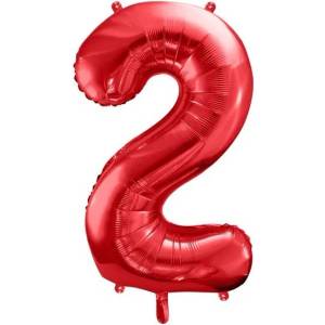 Party Deco Фолиев Балон Цифра в Червено - 86 см - 2 (fb1m-2-007)