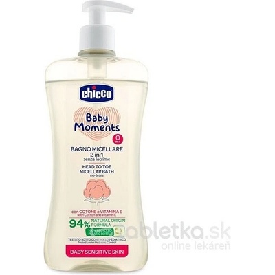 Chicco detský micelárny šampón na telo a vlasy s dávkovačom Baby Moments 500 ml