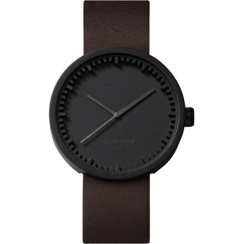 LEFF TUBE WATCH D42 / BLACK WITH BROWN LEATHER STRAP