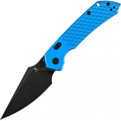 Tenable Fenrir - Damascus with Dark Blue Anodized Aluminum with Fishscale Texture B1034H92