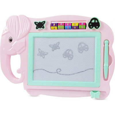 FunPlay B13588 Detská tabuľka na kreslenie SLONÍK s príslušenstvom 33x23,5cm ružová