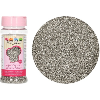 Barevný dekorační cukr stříbrný 80 g - FunCakes