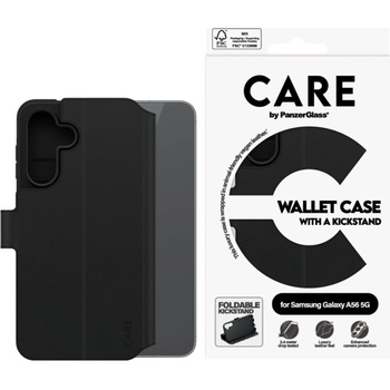 Panzer Калъф Care by PanzerGlassз а Samsung Galaxy A56, Feature Wallet Case, Kickstand, Черен