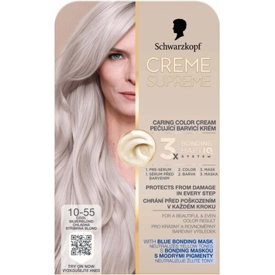 Schwarzkopf Creme Supreme barva na vlasy 10-55 chladná stříbrná blond 60 ml