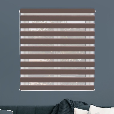 FEXI Roleta Deň a noc, Blackout Kakaová, A 3503e 30 x 150 cm, Ľavá - Biela