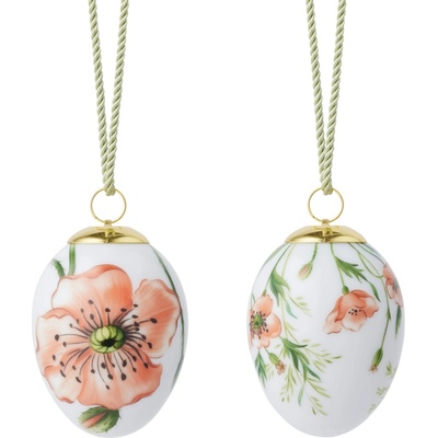 Royal Copenhagen Porcelánové velikonoční ozdoby 2026 Poppy – set 2 ks, bílá barva, porcelán