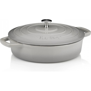 Kela Чугунена тенджера с капак Calido- плитка - Ø 28 см. - светло сива (KELA 12611)
