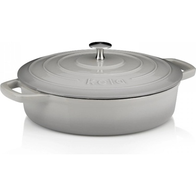 Kela Чугунена тенджера с капак Calido- плитка - Ø 28 см. - светло сива (KELA 12611)