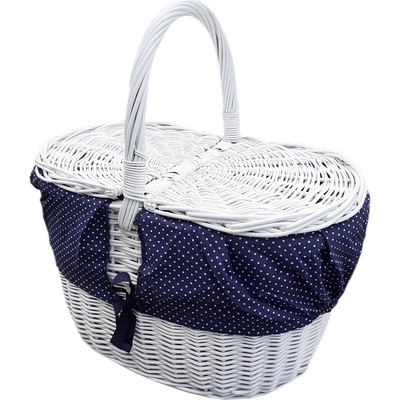 HRADIL Proutěný piknikový košík bílý s modrou látkou – Zboží Mobilmania