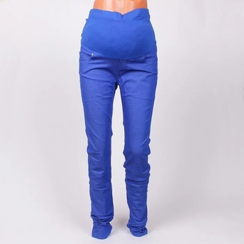 Еластичен панталон в син цвят за бременни дами