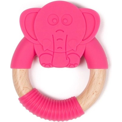Bo Jungle B Teether Animal Wood Elephant Pink