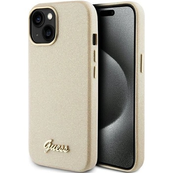 GUESS Кейс Guess GUHCP15SPGMCSD за iPhone 15 6.1"", златист / златист, твърд, Glitter Glossy Script (KXG0075305)