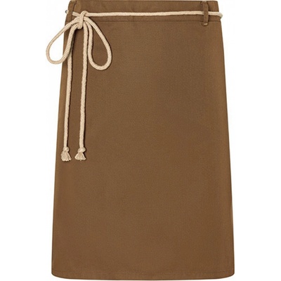 Karlowsky Elegantní keprová zástěra nad kolena ve svěžím stylu skořicová Pantone 2321C 90x55cm KY057