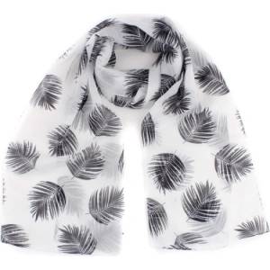  Дамски шал HatYou SI0249-35, 40х160 см, Бял/Черни листа