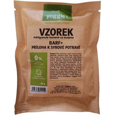 Yoggies Barf+ příloha k syrovému masu, minigranule lisované za studena s probiotiky 90 g