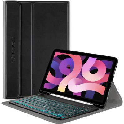 Techsuit CozyTab Case and Bluetooth Keyboard - кожен калъф и безжична блутут клавиатура за iPad Air 11 (2024), iPad Air 5 (2022), iPad Air 4 (2020) (черен)