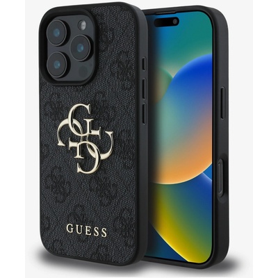 GUESS PU 4G Metal Logo Заден калъф за iPhone 16 Pro Max Сиво Guess | Lilav | ЖЕНИ | UNI