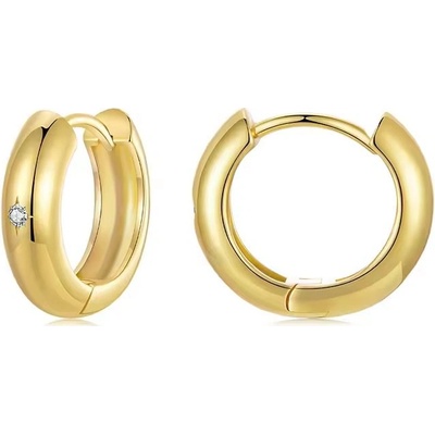 Grace Silver Jewellery Elegantní kruhové náušnice Sonia Gold E-YIE268/292 zlatá