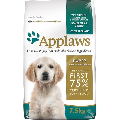 Applaws 2x7, 5кг Puppy Small & Medium Breed Applaws, суха храна за кучета - c пилешко