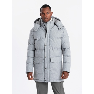 Ombre Clothing Мъжко дълго топло яке тип "парка" с вълна Ombre Облекло Ombre Clothing | Siv | МЪЖЕ | S