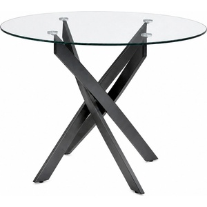 TopMebel Маса Aldo TopMebel с темперирано стъкло и черни метални крака Ø100x75.5см