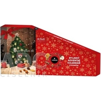 LEROS BYLINNÝ ADVENTNÝ KALENDÁR STROMČEK 4 24 druhov čajov po 1 vrecúšku ozdoby 24 ks menovky 24 ks 39,3 g inov. 2024 1x1 set
